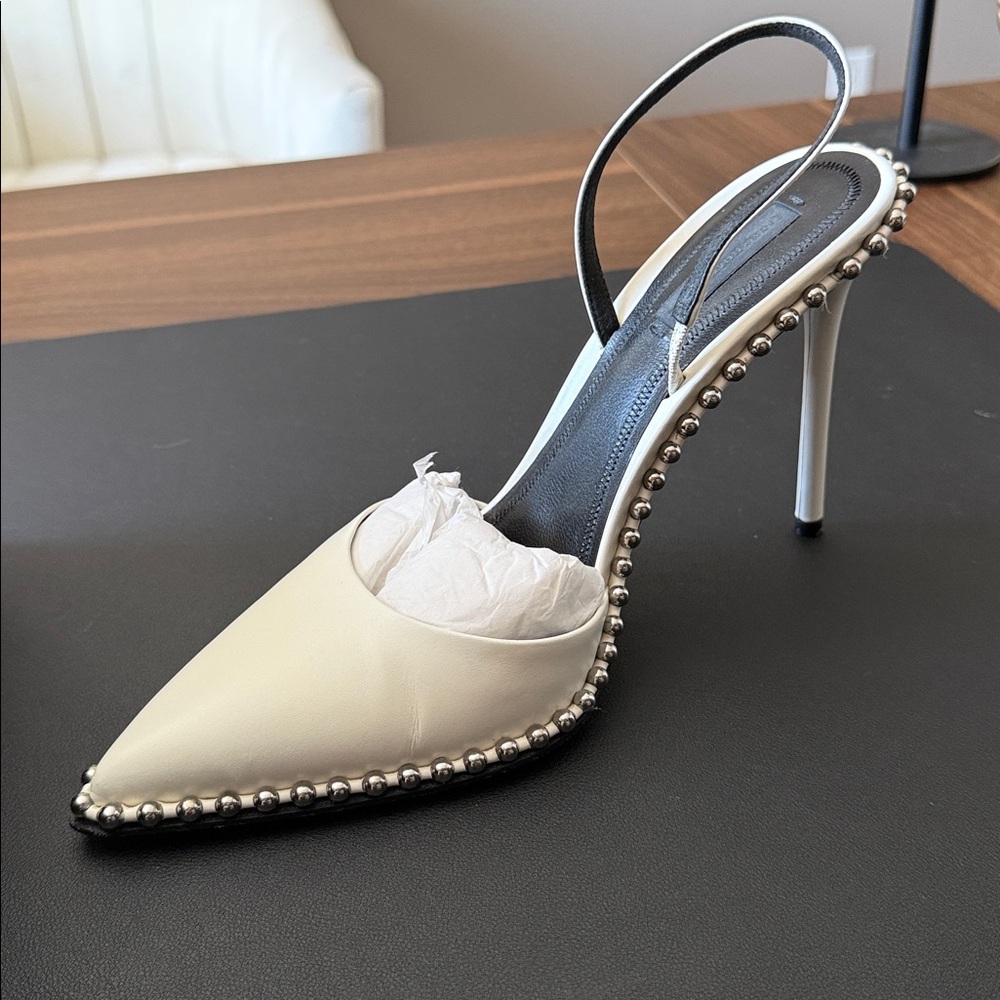 Alexander Wang White Studded Slingback Heels - Picture 2 of 5